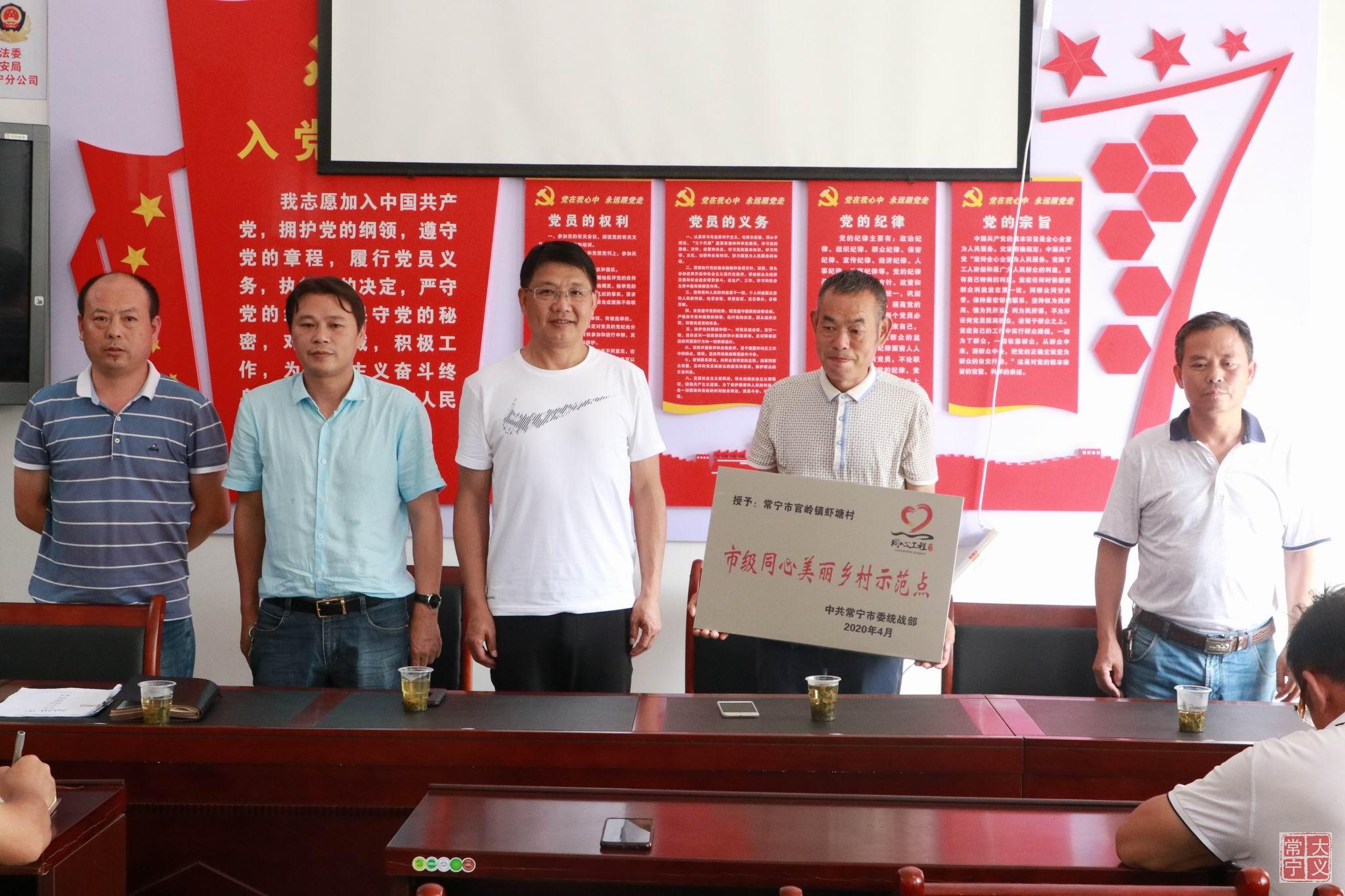 6月9日,市委常委,统战部长张斌调研"同心美丽乡村"官岭镇虾塘村并授牌